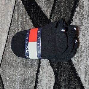 VINTAGE TOMMY HILFIGER 2000'S BLACK LOGO THICK NO-SHOW SOCKS 3 PAIRS